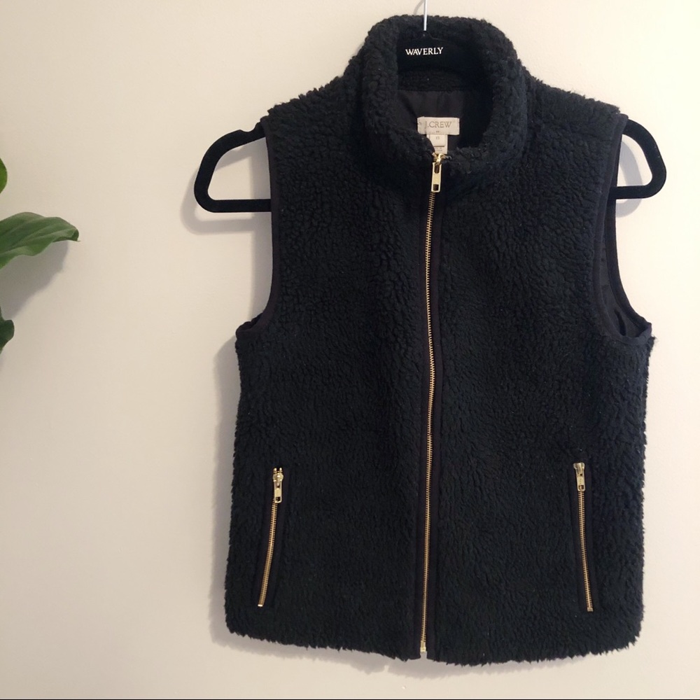 J. Crew black teddy vest
